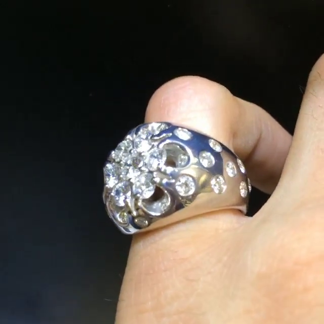 6ctw Round Cut White Sapphire Sterling Silver Handmade Men's Ring