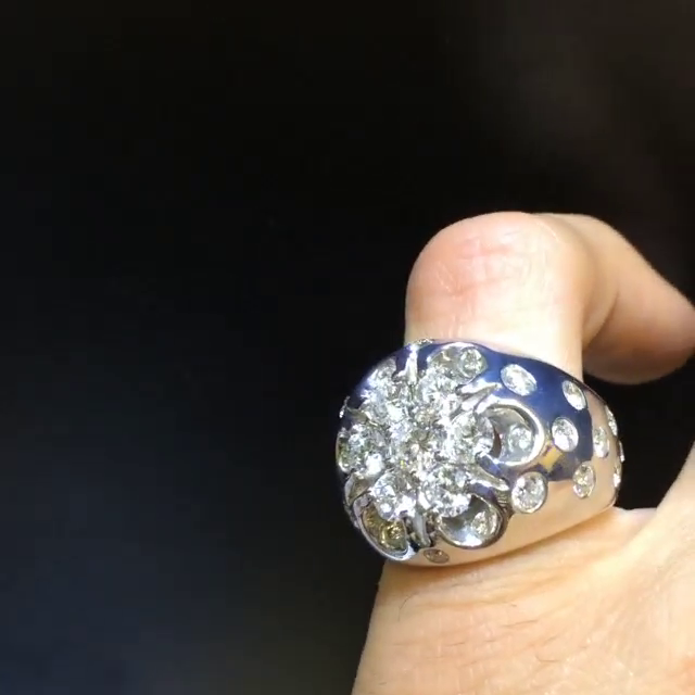 6ctw Round Cut White Sapphire Sterling Silver Handmade Men's Ring