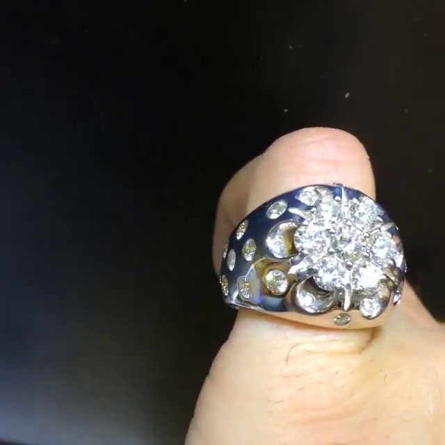 6ctw Round Cut White Sapphire Sterling Silver Handmade Men's Ring