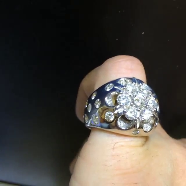 6ctw Round Cut White Sapphire Sterling Silver Handmade Men's Ring