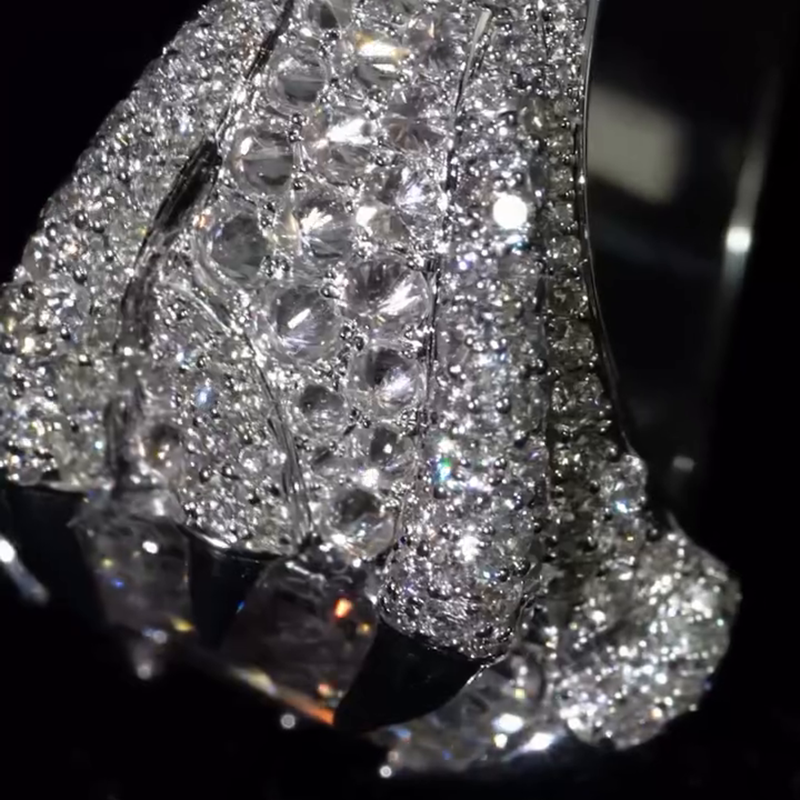 5ct Oval Cut White Sapphire Dragon Claw Handmade Men's Ring