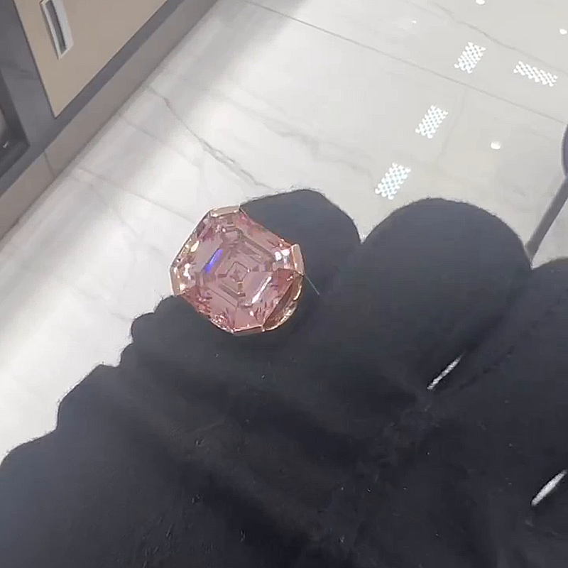 15ct Asscher Cut Pink Sapphire Minimalistic Yellow Gold Handmade Men's Ring