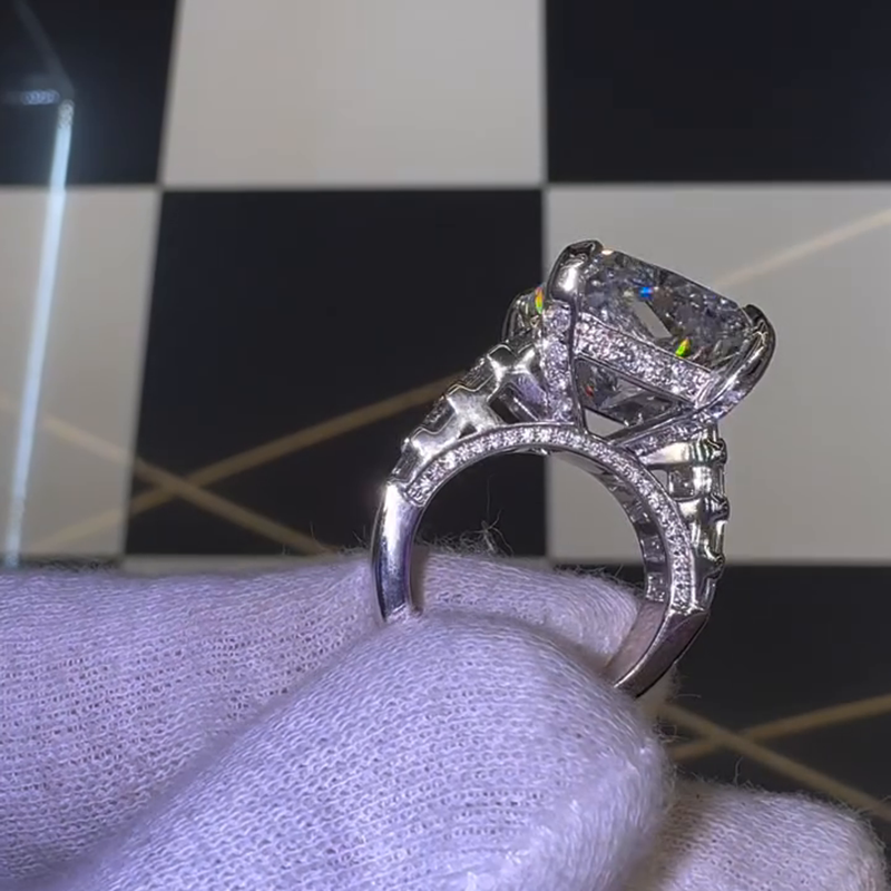 20ct Radiant Cut White Sapphire Half Eternity Handmade Sterling Silver Ring