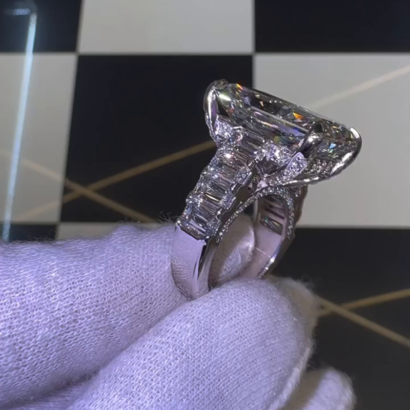 20ct Radiant Cut White Sapphire Half Eternity Handmade Sterling Silver Ring