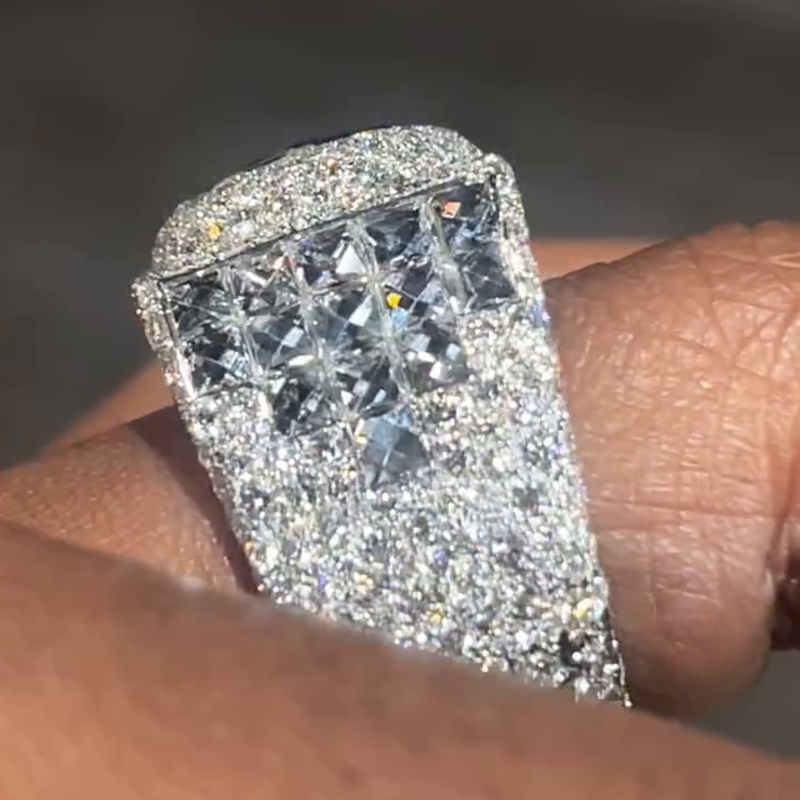 3ct Round Cut Aquamarine Pave Set Handmade Classic Men's Ring