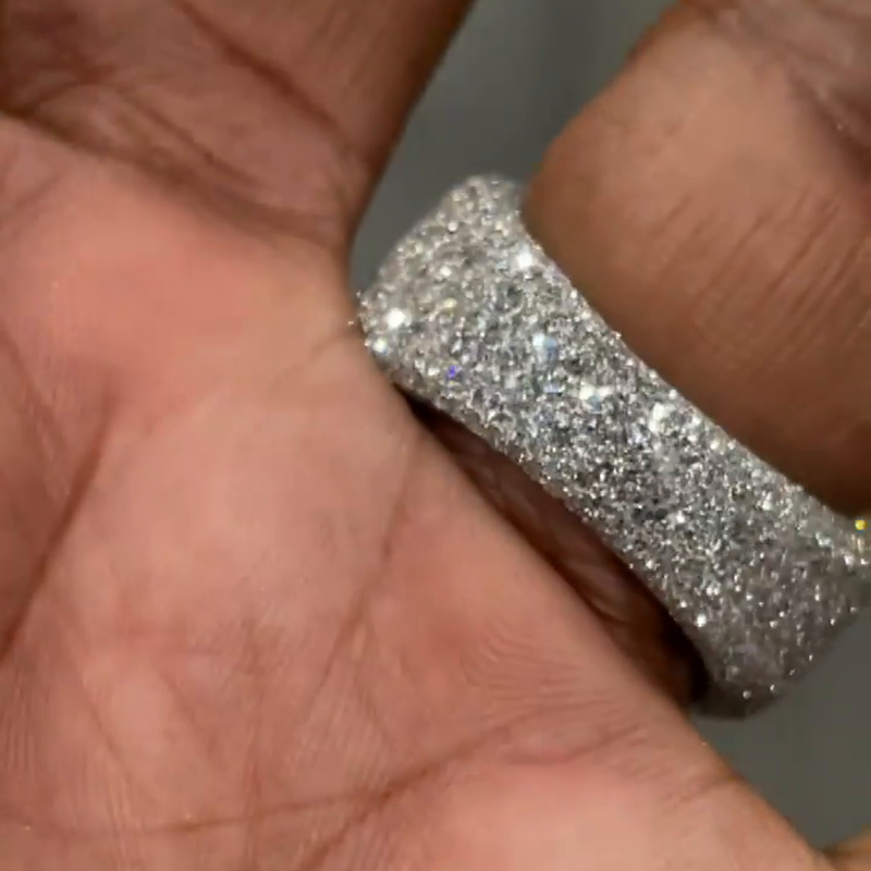 5ctw Princess Cut White Sapphire Invisible Set Handmade Men's Ring