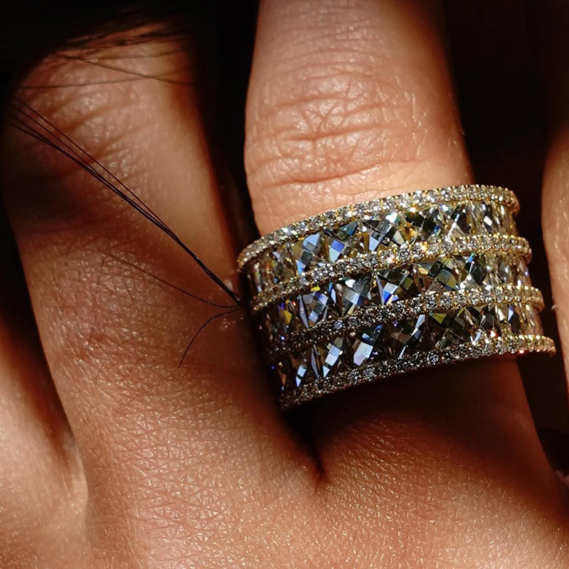 12ctw Princess Cut Three-Row Full Set Handmade Sterling Silver Men's Band