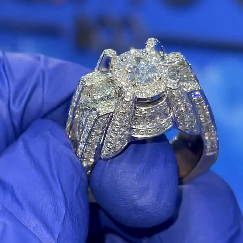 3ct Round Cut White Sapphire Halo Vintage Handmade Men's Ring