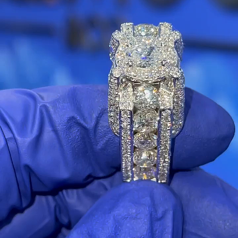 3ct Round Cut White Sapphire Halo Vintage Handmade Men's Ring