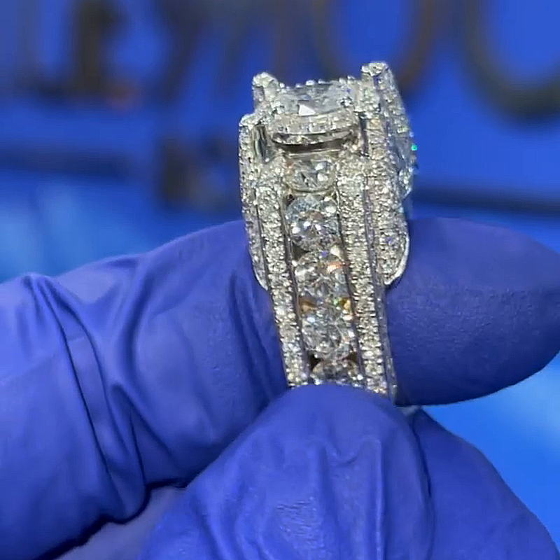 3ct Round Cut White Sapphire Halo Vintage Handmade Men's Ring