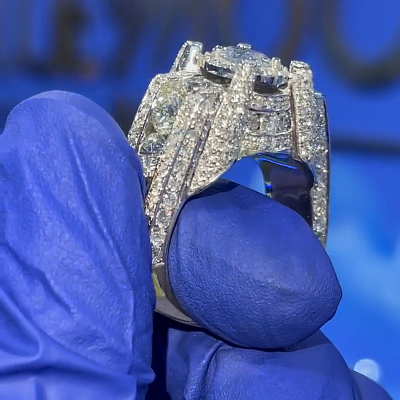 3ct Round Cut White Sapphire Halo Vintage Handmade Men's Ring