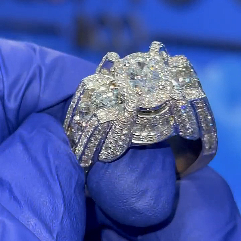 3ct Round Cut White Sapphire Halo Vintage Handmade Men's Ring