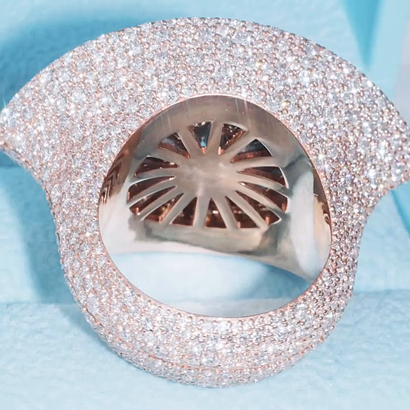 10ct Marquise Cut White Sapphire Evil Eye Pave Set Rose Gold Handmade Ring