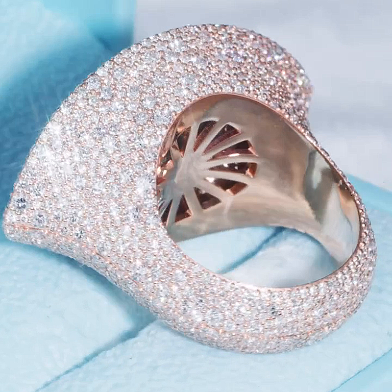 10ct Marquise Cut White Sapphire Evil Eye Pave Set Rose Gold Handmade Ring