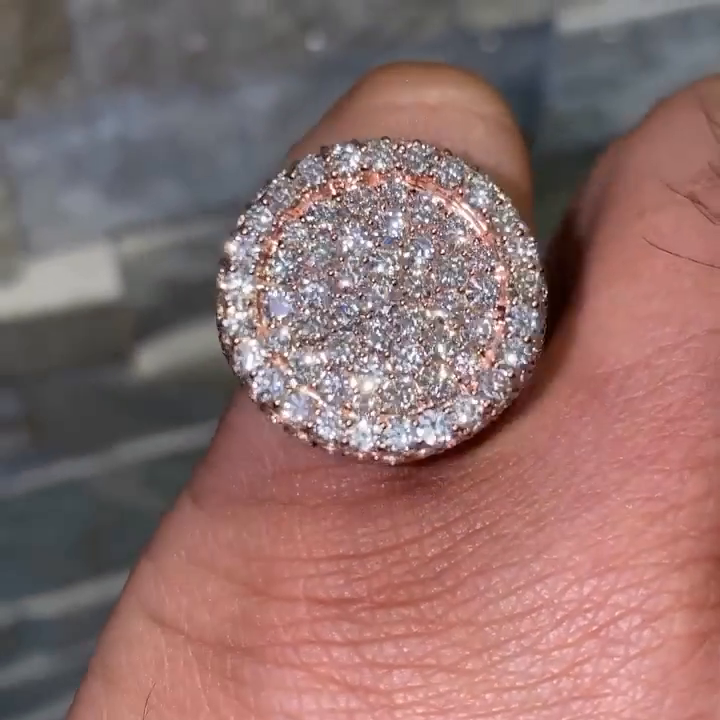 6ctw Round Cut White Sapphire Pave Set Rose Gold Handmade Men's Ring