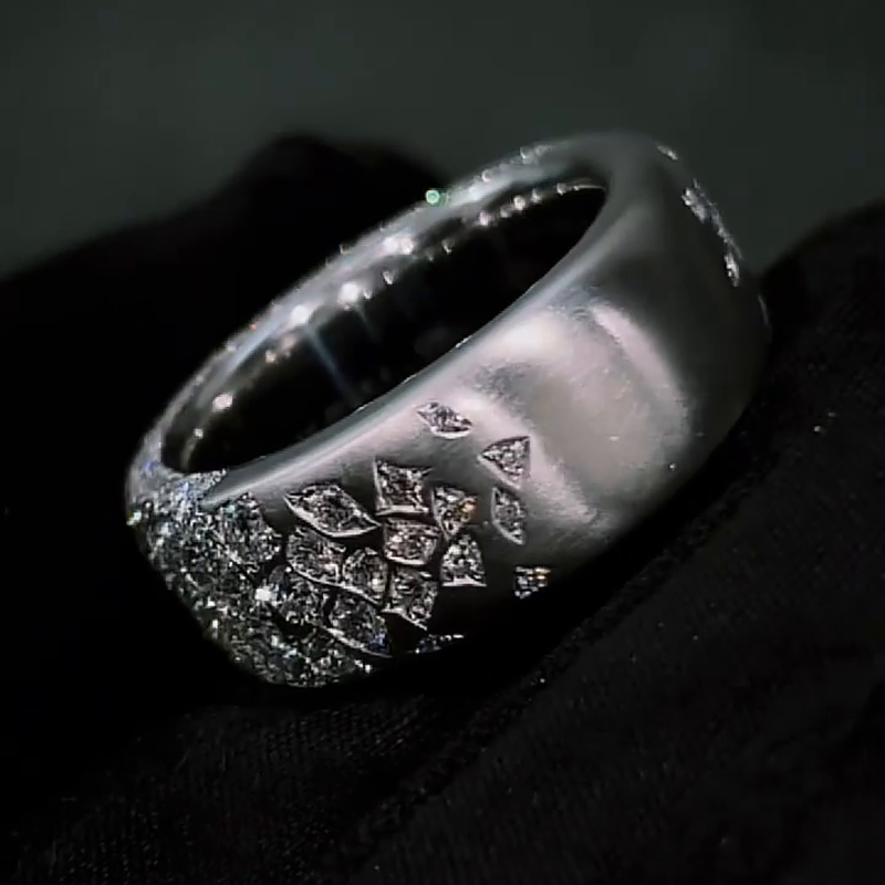 7ctw Round Cut White Sapphire Pave Set Handmade Men's Band Ring
