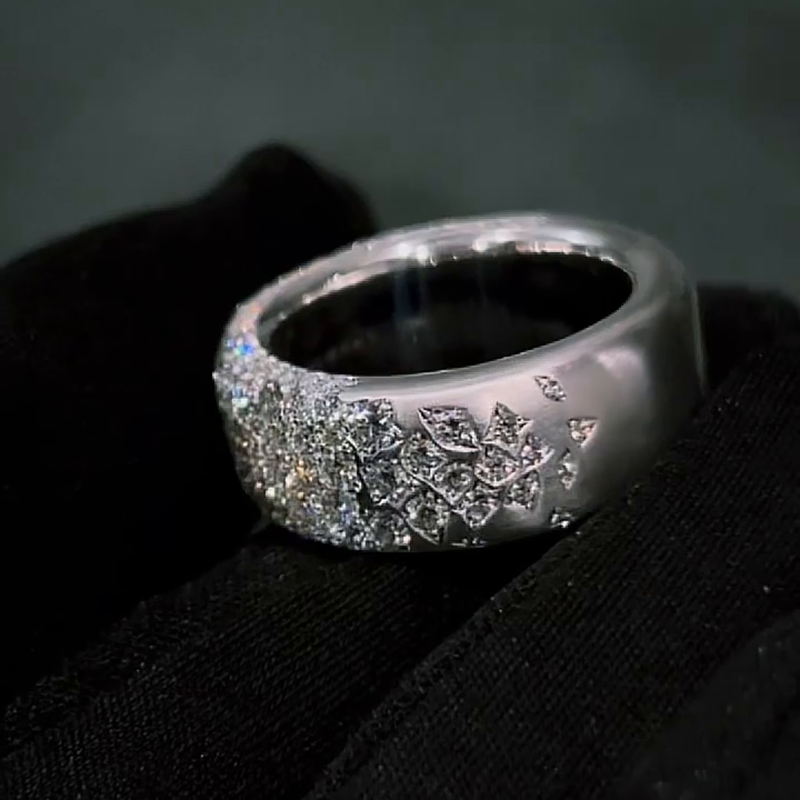 7ctw Round Cut White Sapphire Pave Set Handmade Men's Band Ring