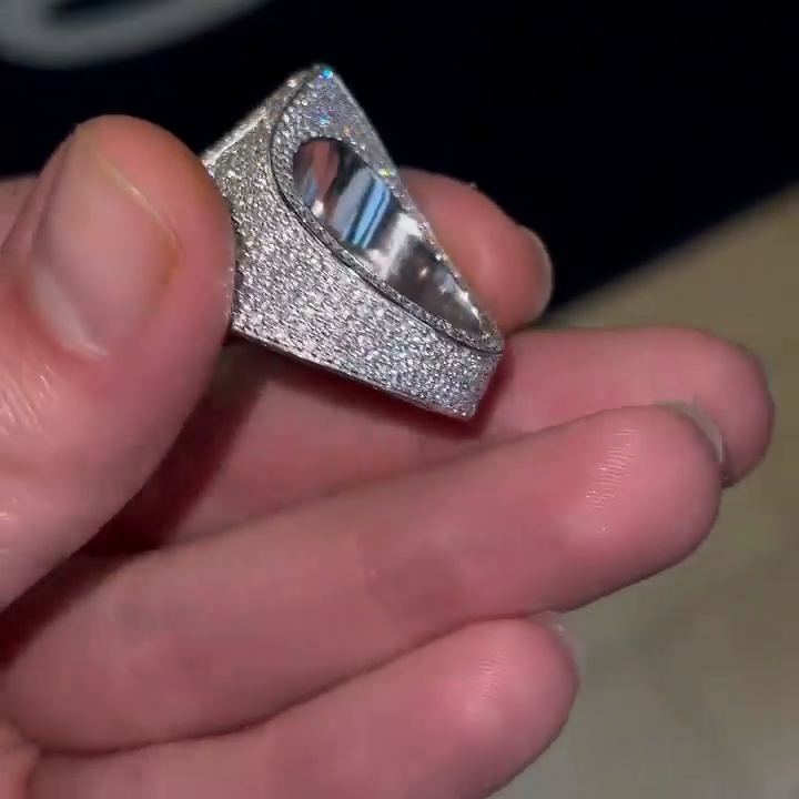 15ctw Marquise & Baguette Cut White Sapphire Devil Eye Pave Set Handmade Men's Ring