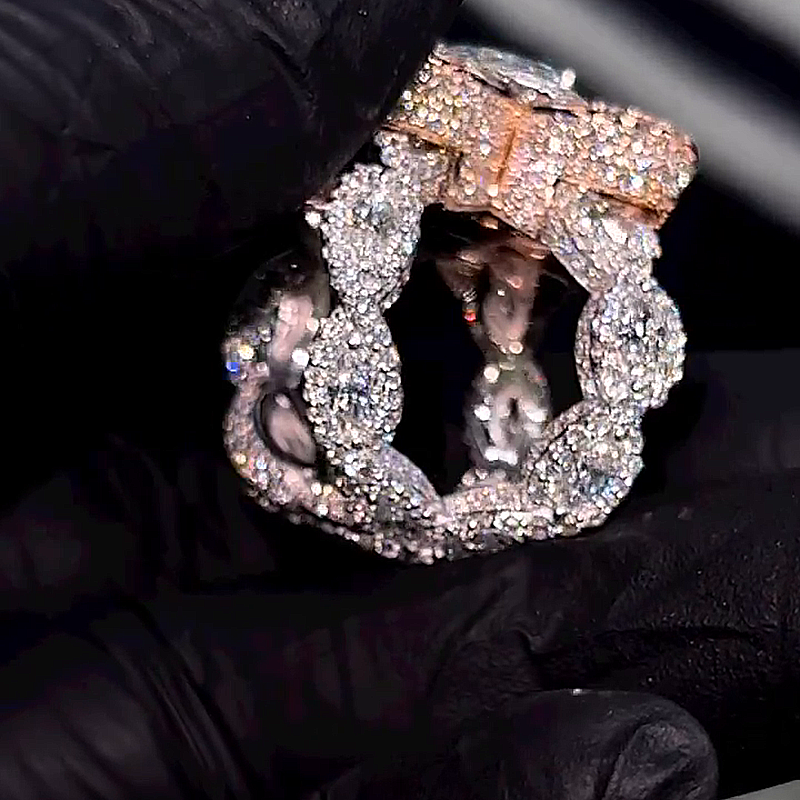 20ctw Pear Cut White Sapphire & Marquise Cut Garnet Halo Two-Tone Handmade Nature Angel Ring