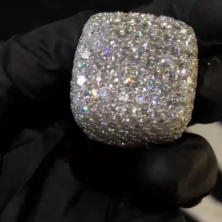 18ctw Round Cut White Sapphire Paved Full Set Handmade Men's Ring