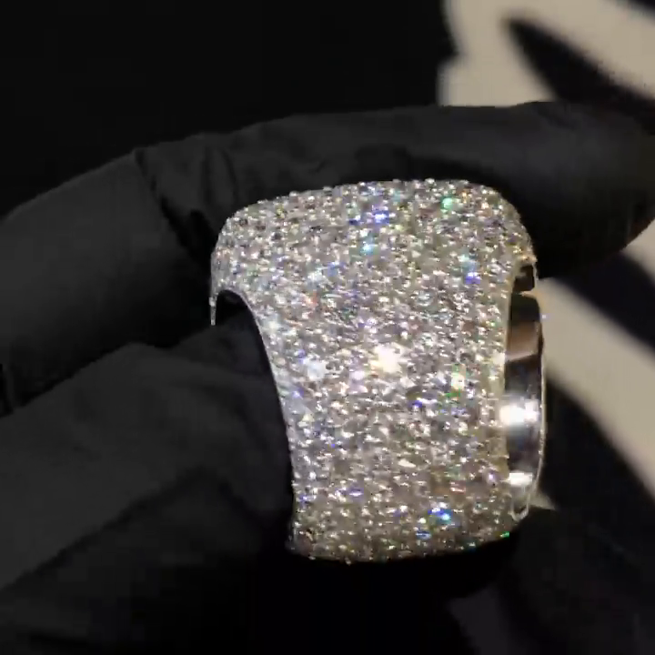 18ctw Round Cut White Sapphire Paved Full Set Handmade Men's Ring