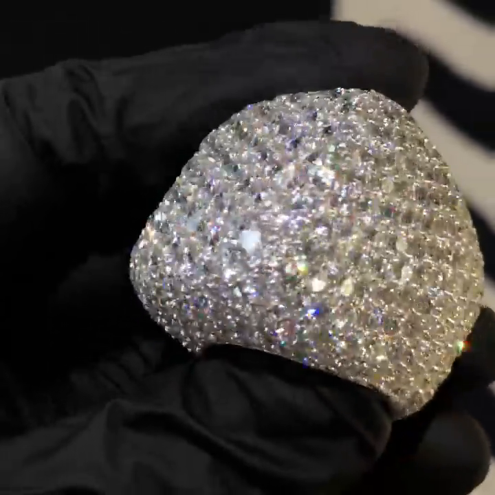 18ctw Round Cut White Sapphire Paved Full Set Handmade Men's Ring