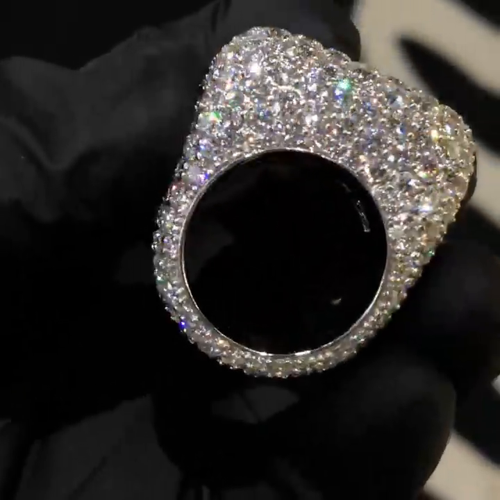 18ctw Round Cut White Sapphire Paved Full Set Handmade Men's Ring