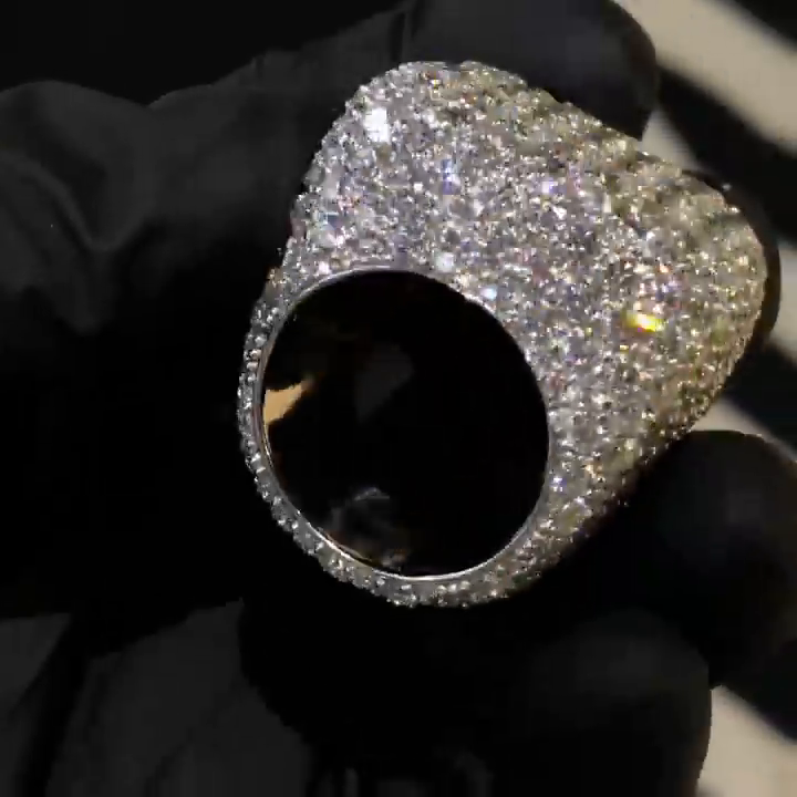 18ctw Round Cut White Sapphire Paved Full Set Handmade Men's Ring