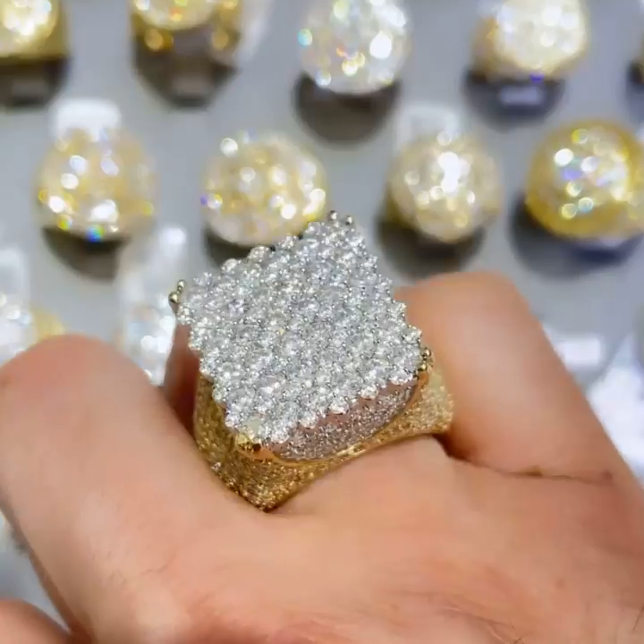 9ct Round Cut White Sapphire Pave Set Two-Tone Handmade Men's Luxury Ring