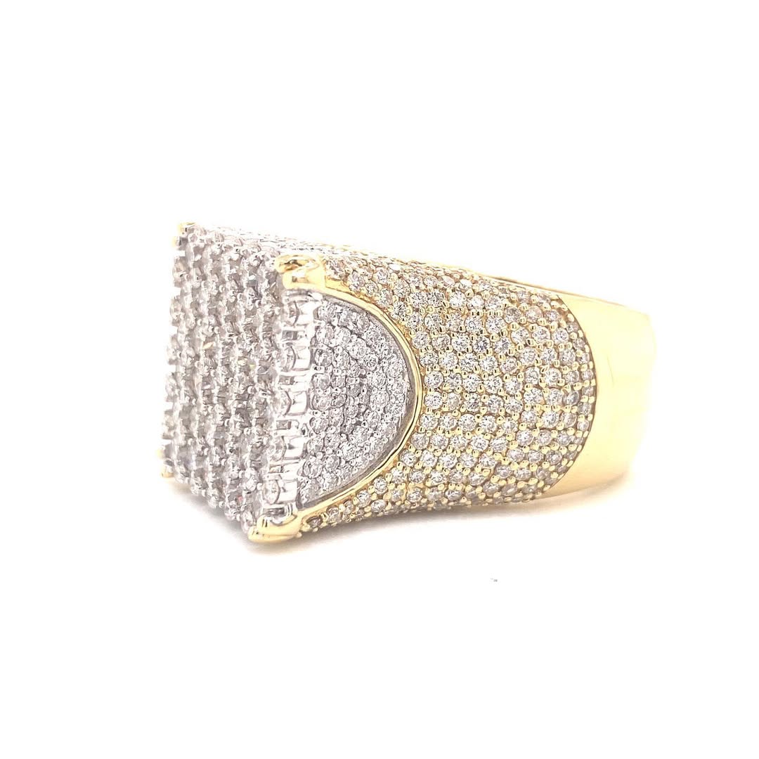 9ct Round Cut White Sapphire Pave Set Two-Tone Handmade Men's Luxury Ring