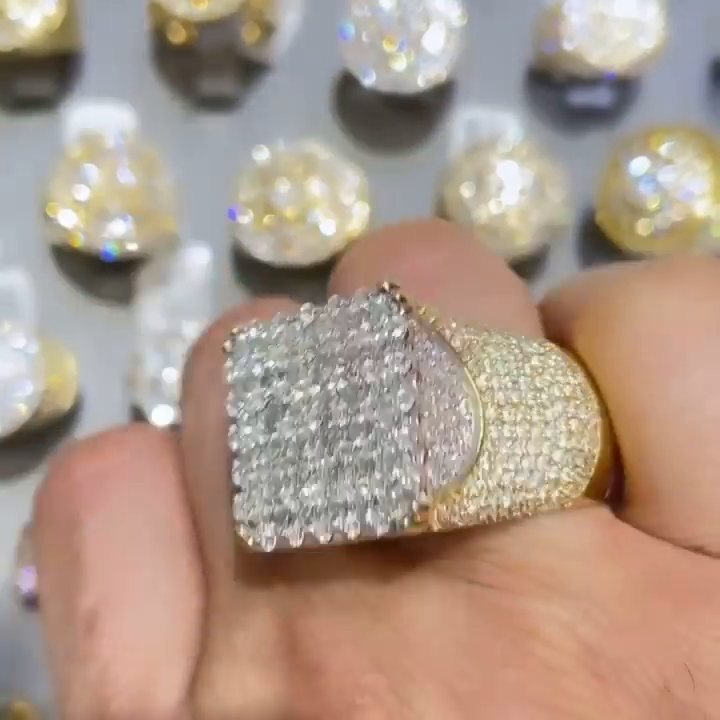 9ct Round Cut White Sapphire Pave Set Two-Tone Handmade Men's Luxury Ring