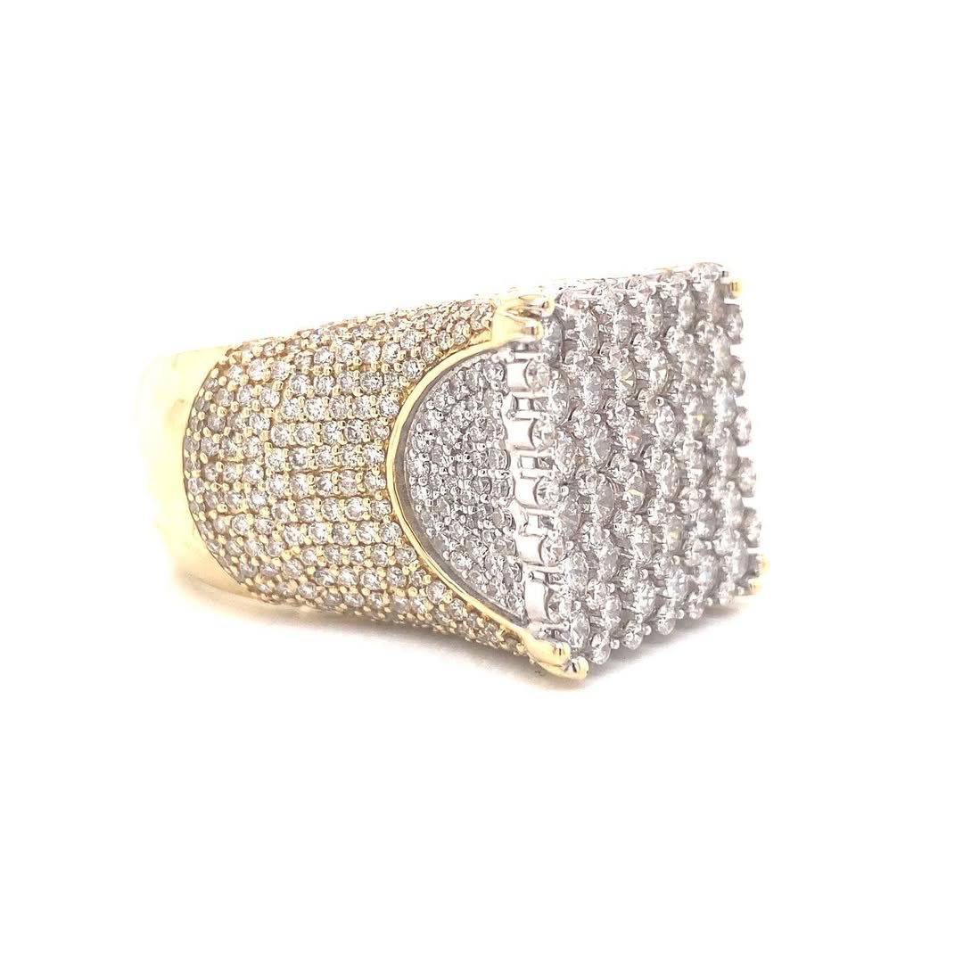9ct Round Cut White Sapphire Pave Set Two-Tone Handmade Men's Luxury Ring