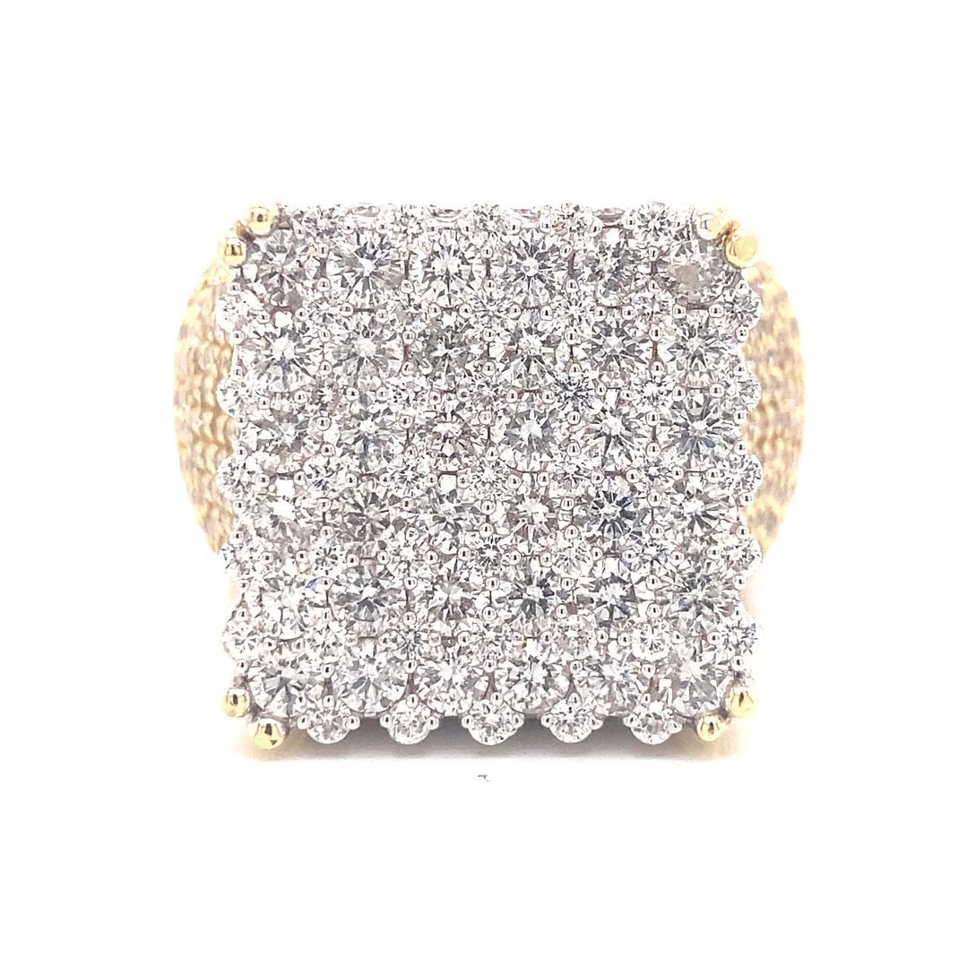 9ct Round Cut White Sapphire Pave Set Two-Tone Handmade Men's Luxury Ring