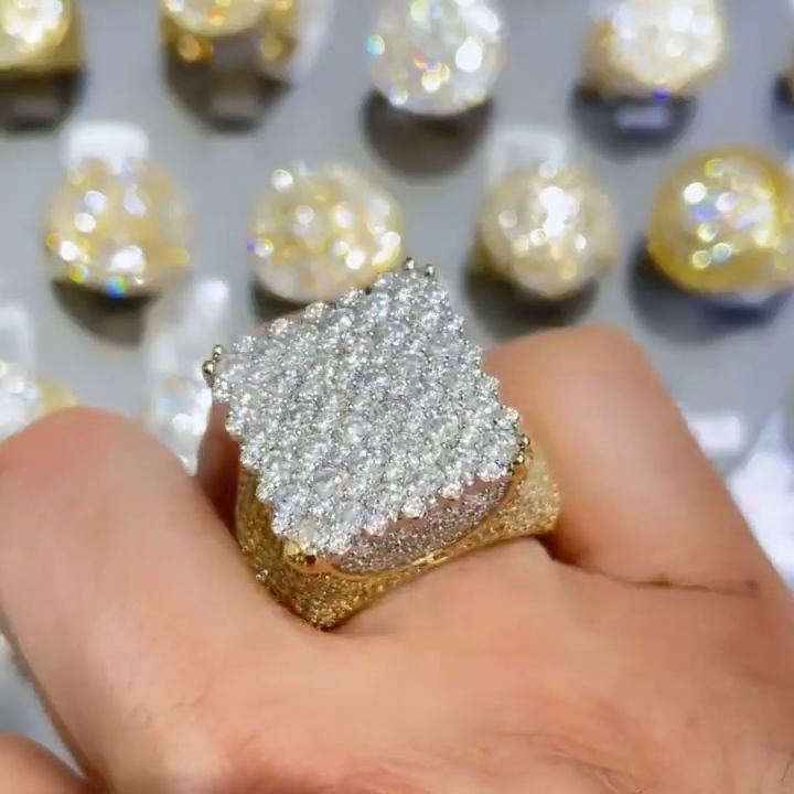 9ct Round Cut White Sapphire Pave Set Two-Tone Handmade Men's Luxury Ring