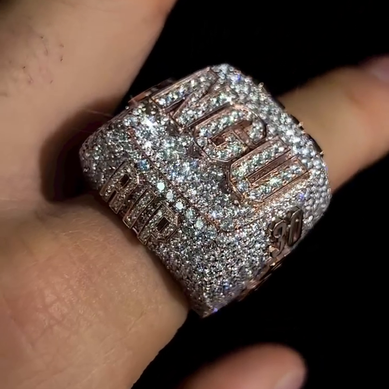 10ct Round Cut Moissanite Pave Handmade Rose Gold Never Give Up Men's Ring