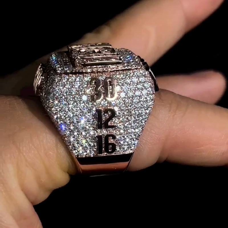 10ct Round Cut Moissanite Pave Handmade Rose Gold Never Give Up Men's Ring