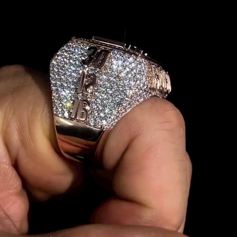 10ct Round Cut Moissanite Pave Handmade Rose Gold Never Give Up Men's Ring