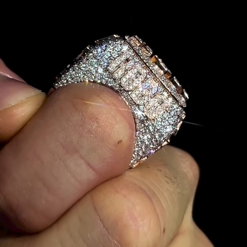 10ct Round Cut Moissanite Pave Handmade Rose Gold Never Give Up Men's Ring