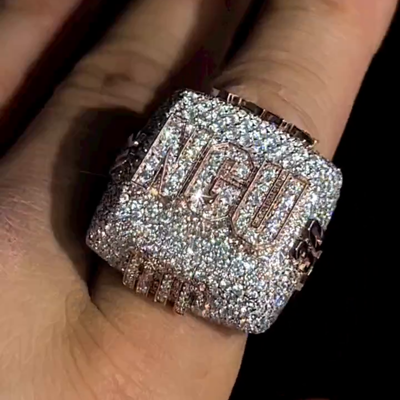 10ct Round Cut Moissanite Pave Handmade Rose Gold Never Give Up Men's Ring