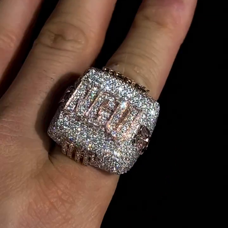 10ct Round Cut Moissanite Pave Handmade Rose Gold Never Give Up Men's Ring