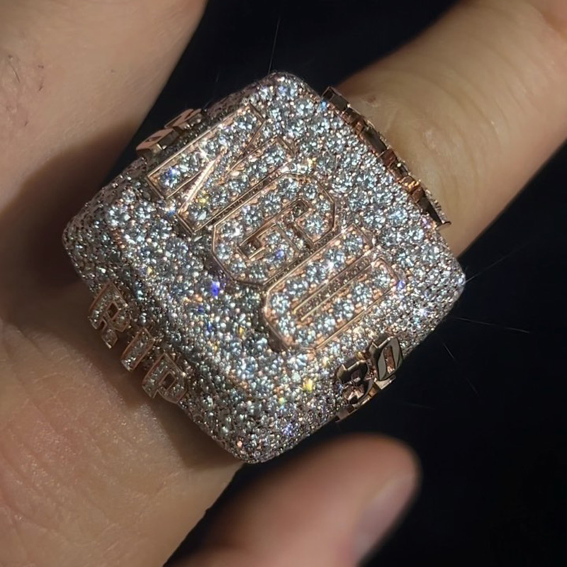 10ct Round Cut Moissanite Pave Handmade Rose Gold Never Give Up Men's Ring