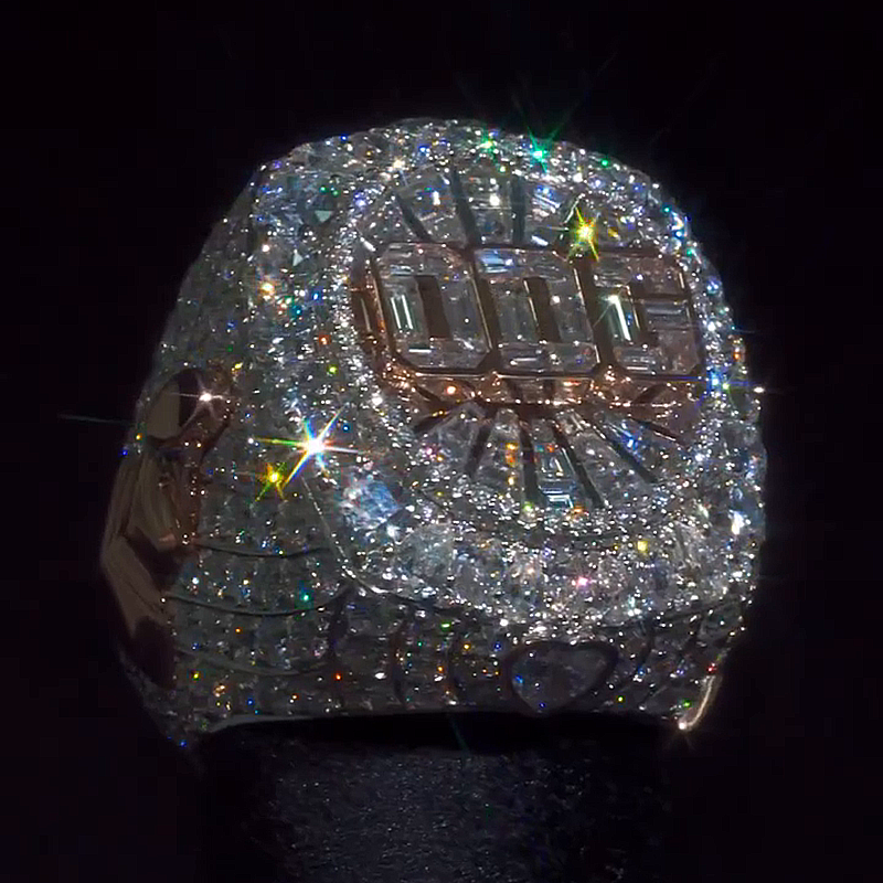 18ctw Multi-Shape Cut White Sapphire Full Set Rose Gold Old English Design Men's Ring