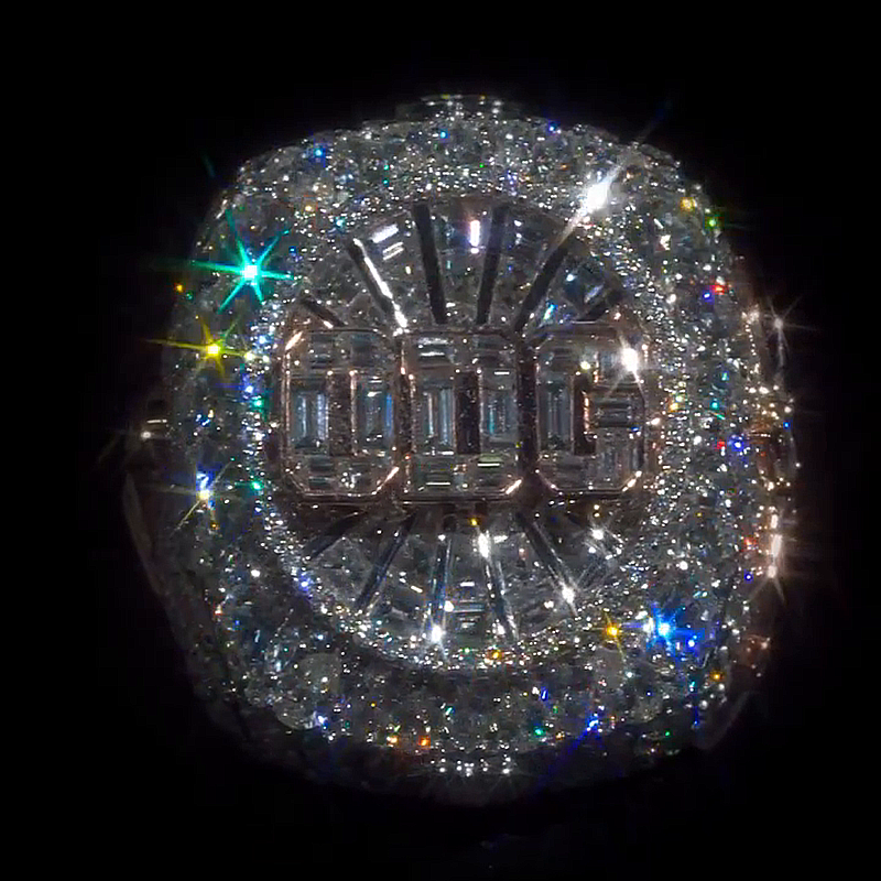 18ctw Multi-Shape Cut White Sapphire Full Set Rose Gold Old English Design Men's Ring