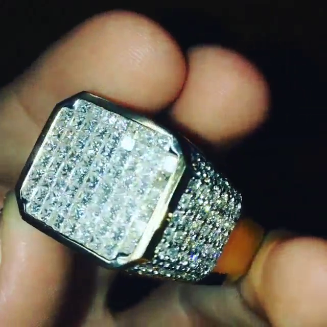 6ctw Princess Cut White Sapphire Handmade Sterling Silver Men's Ring