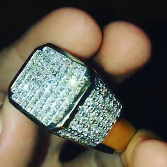 6ctw Princess Cut White Sapphire Handmade Sterling Silver Men's Ring