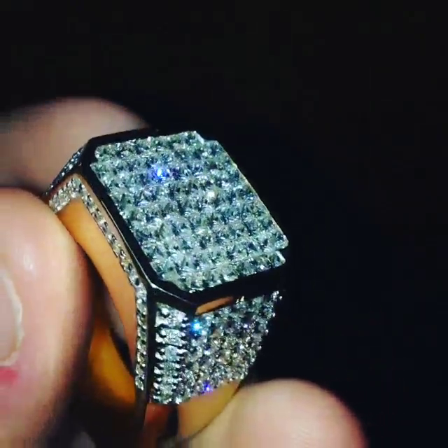 6ctw Princess Cut White Sapphire Handmade Sterling Silver Men's Ring