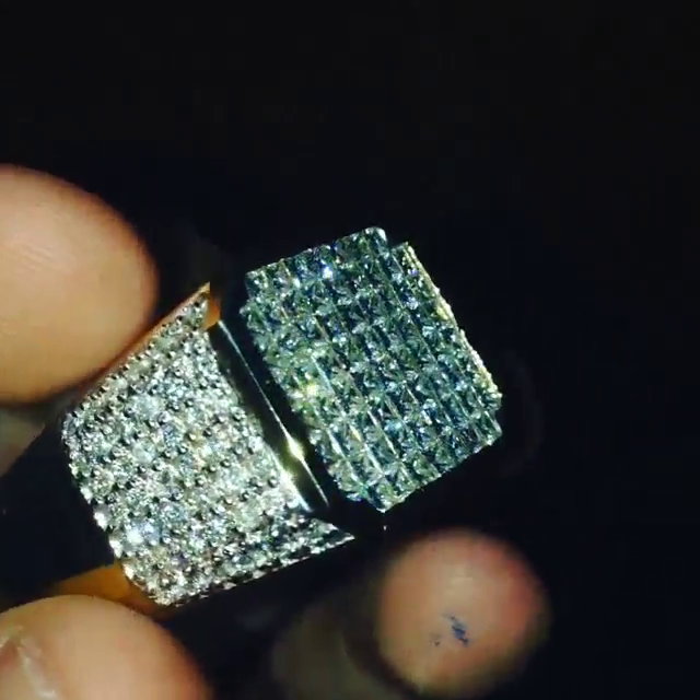 6ctw Princess Cut White Sapphire Handmade Sterling Silver Men's Ring