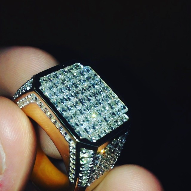 6ctw Princess Cut White Sapphire Handmade Sterling Silver Men's Ring