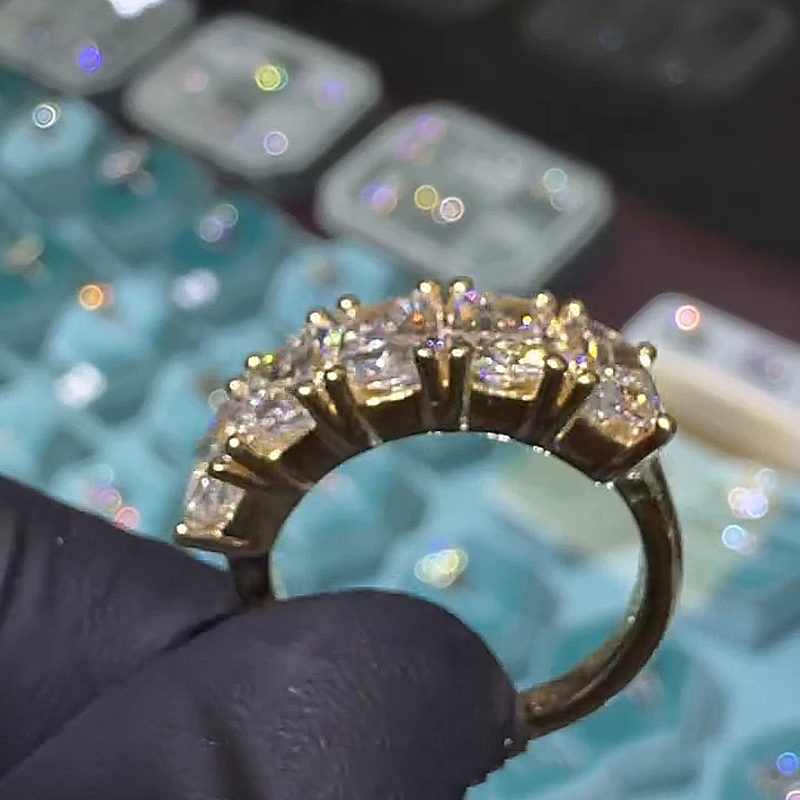 5ct Radiant Cut White Sapphire Yellow Gold Handmade Ring