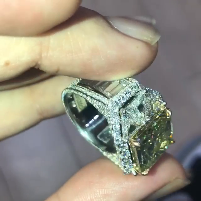 10ct Princess Cut Yellow Sapphire Full Set Handmade Men's Ring